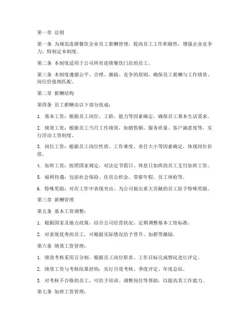 连锁餐饮员工薪酬管理制度