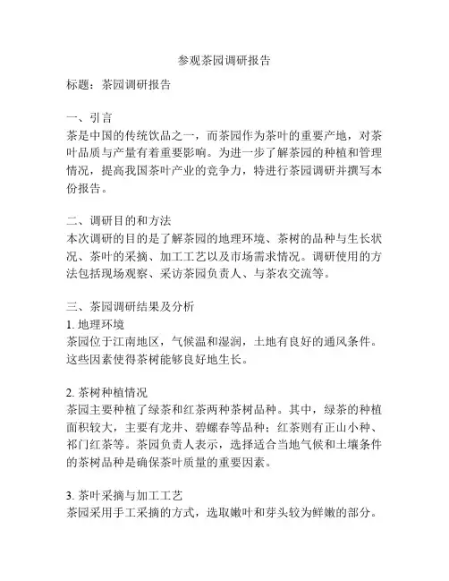参观茶园调研报告