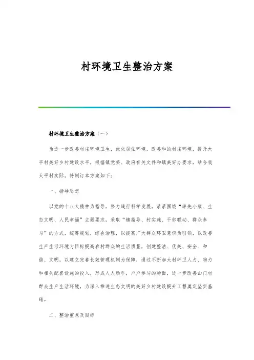 村环境卫生整治方案