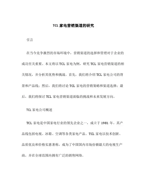 TCL家电营销渠道的研究