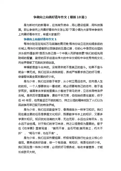 争做向上向善好青年作文（最新10篇）