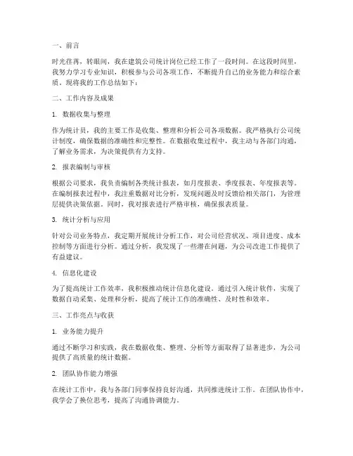 建筑公司统计个人工作总结