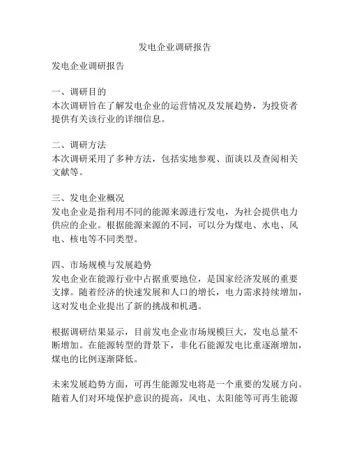 发电企业调研报告