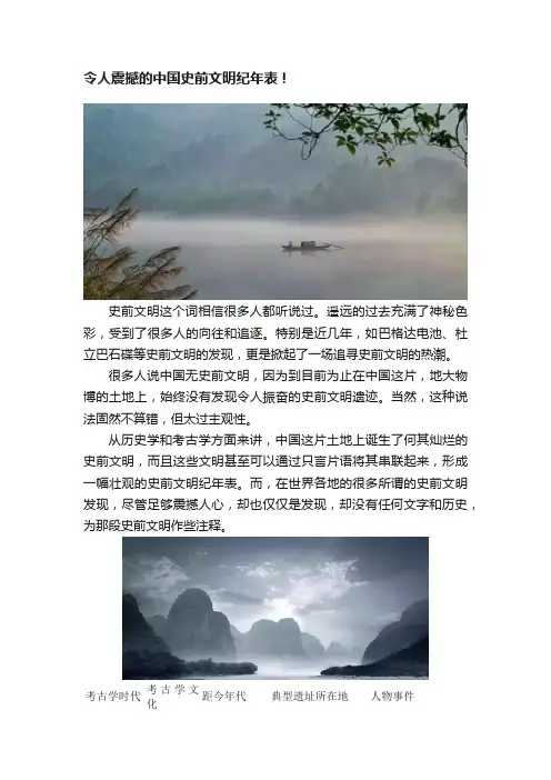 令人震撼的中国史前文明纪年表！