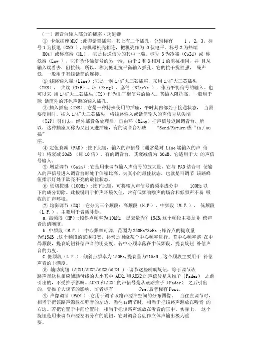 调音台各个按键功能