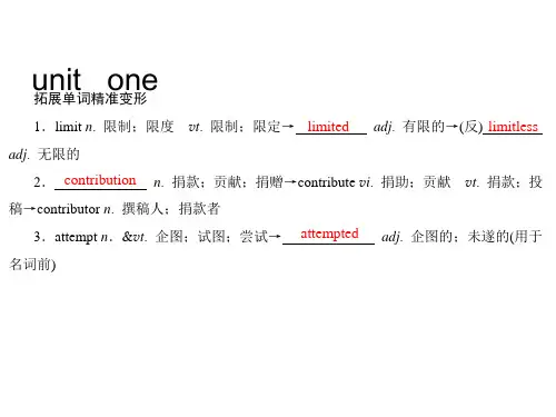 高中英语必修第二册Unit1-Unit5+词汇变形+课件+2021-2022学年人教版高中英语