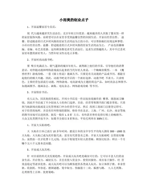 小而美的创业点子