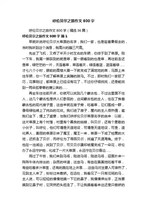 呼伦贝尔之旅作文800字（精选36篇）