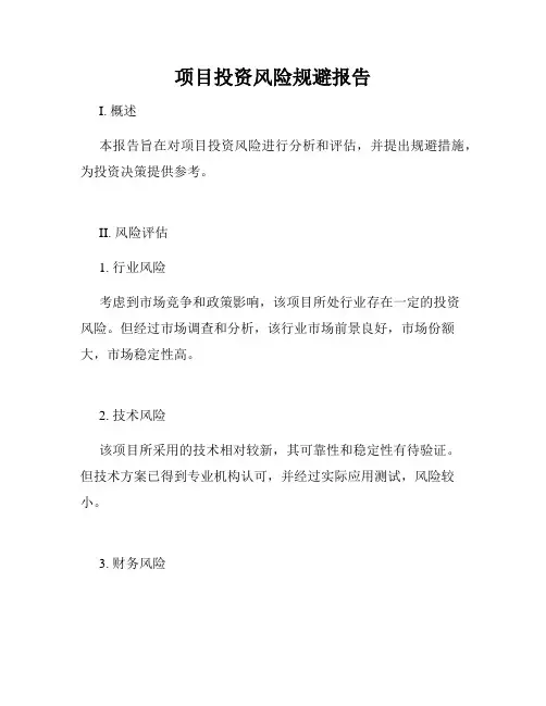 项目投资风险规避报告