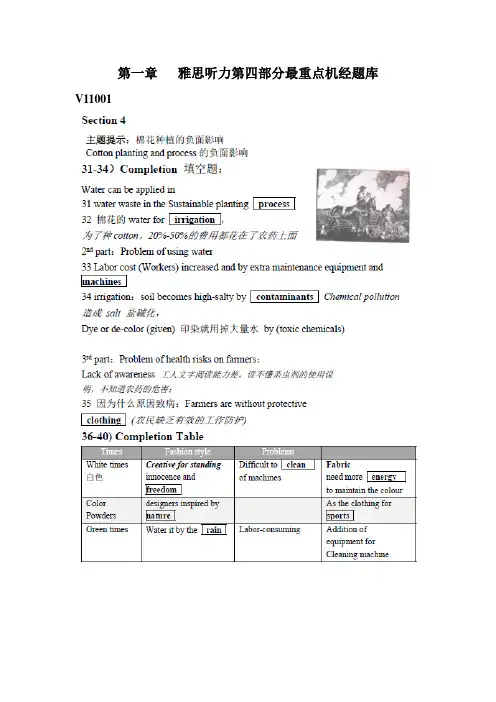 雅思听力第四部分最重点机经题库