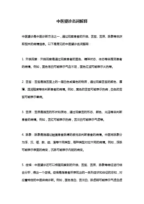 中医望诊名词解释