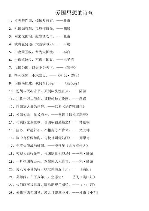 爱国思想的诗句