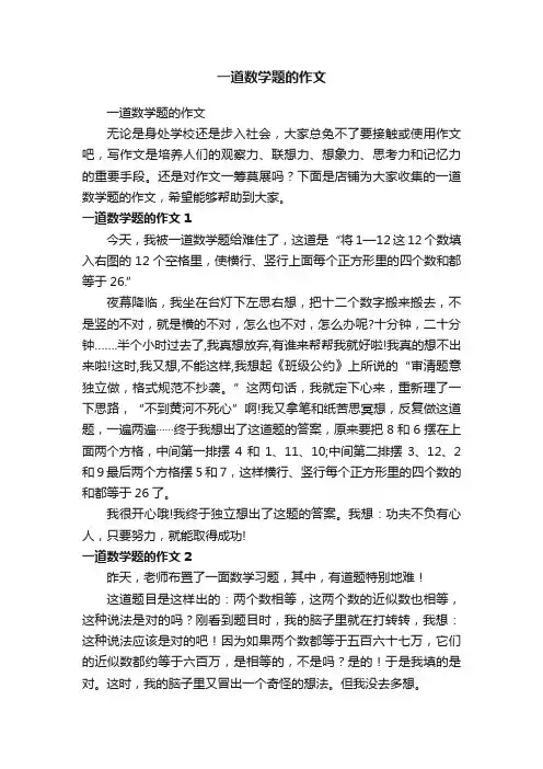 一道数学题的作文