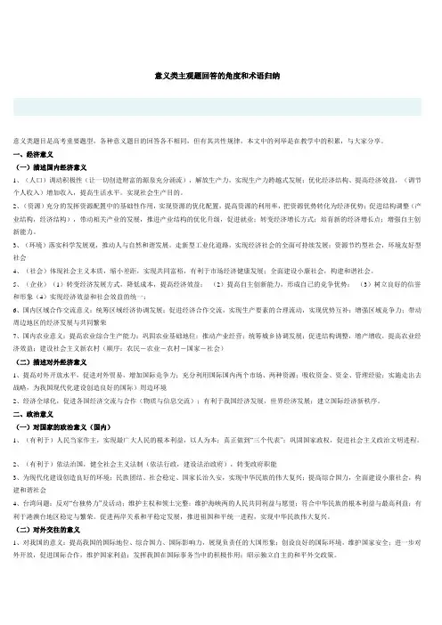 高中政治意义类主观题回答的角度和术语归纳