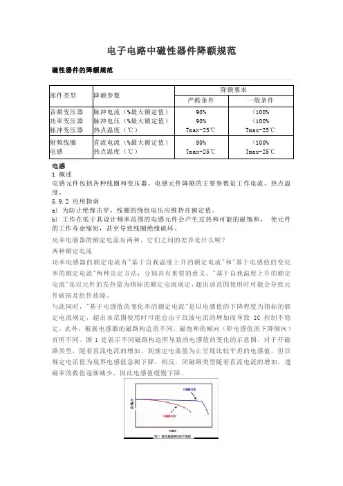 电子电路中磁性降额使用规范