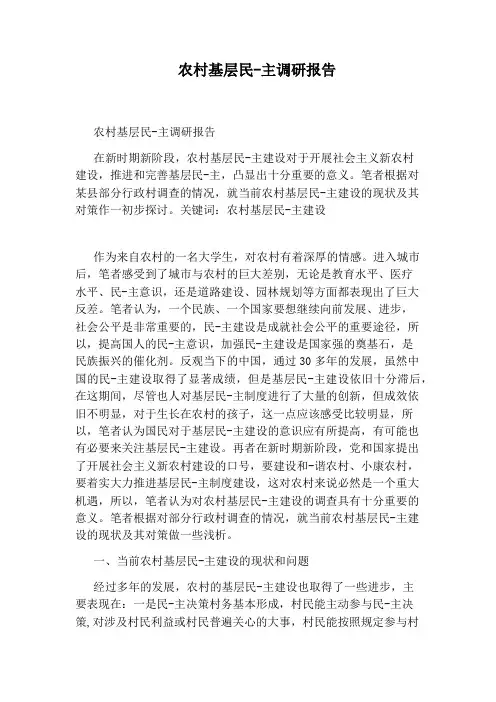 农村基层民-主调研报告