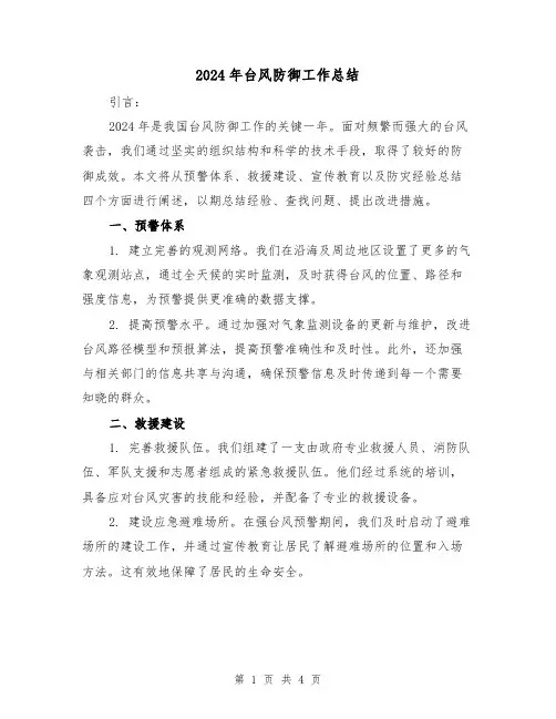 2024年台风防御工作总结（2篇）