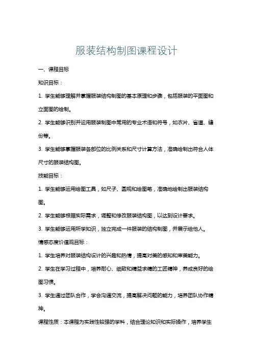 服装结构制图课程设计