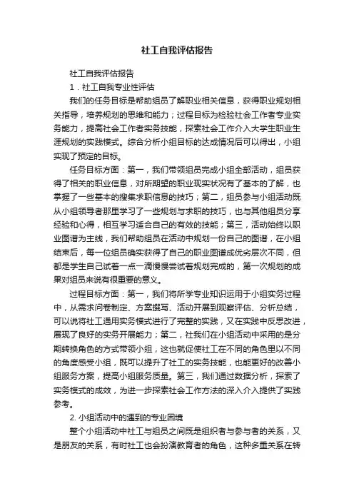 社工自我评估报告