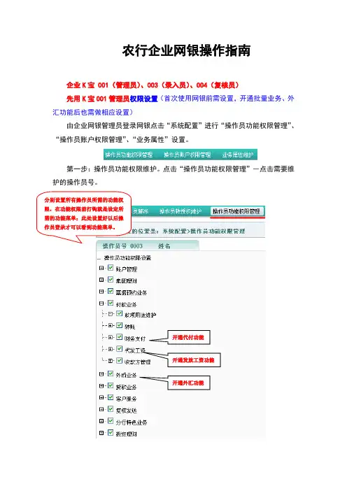 农行企业网银基本操作