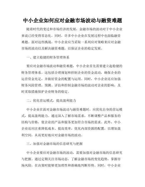 中小企业如何应对金融市场波动与融资难题