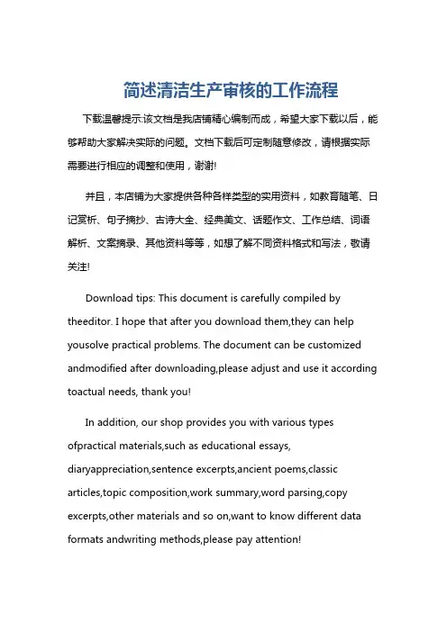 简述清洁生产审核的工作流程