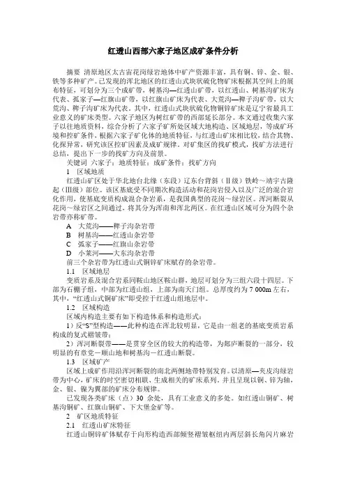 红透山西部六家子地区成矿条件分析