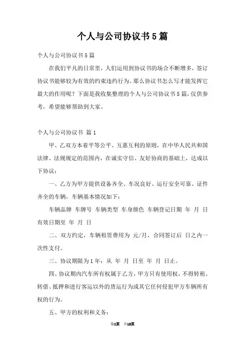 个人与公司协议书5篇