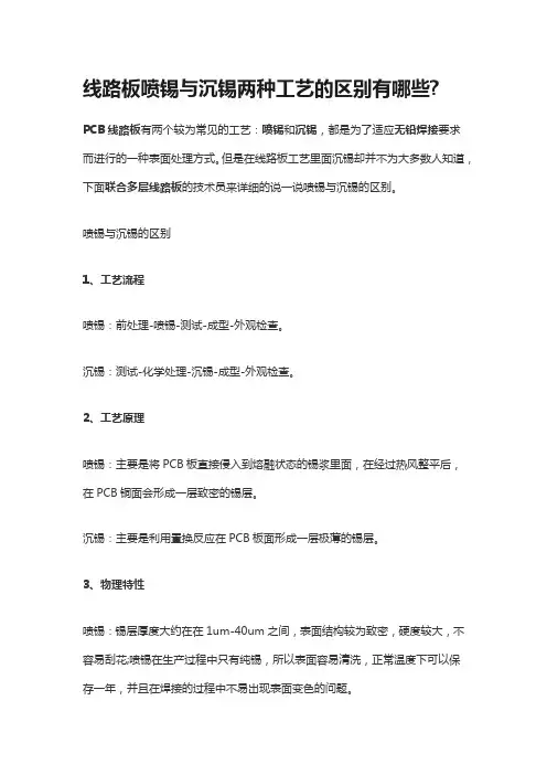 线路板喷锡与沉锡两种工艺的区别有哪些