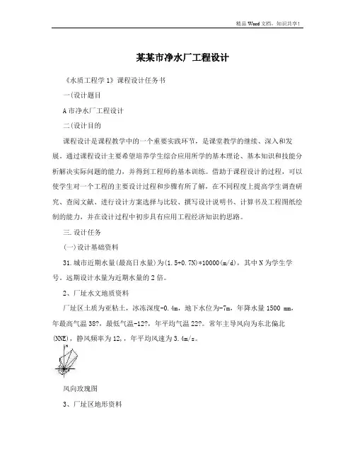 某某市净水厂工程设计