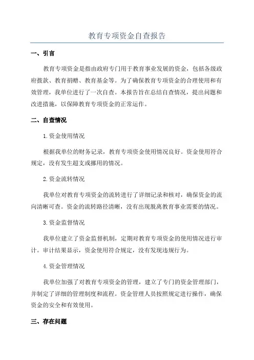 教育专项资金自查报告