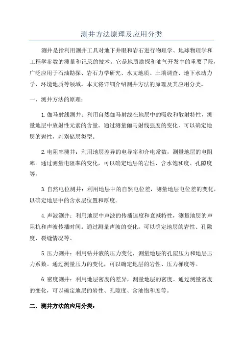 测井方法原理及应用分类