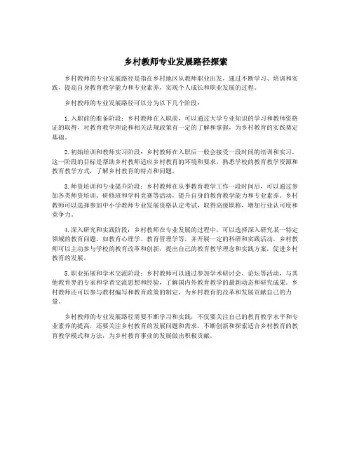 乡村教师专业发展路径探索