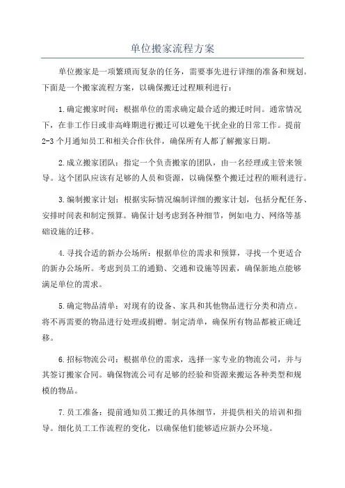 单位搬家流程方案