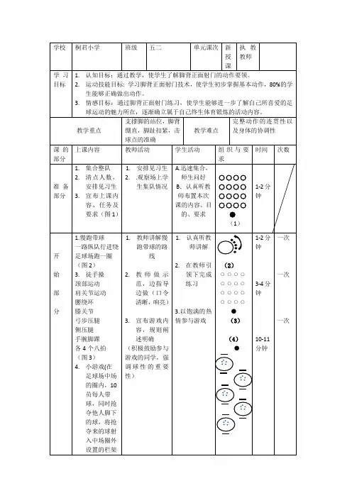 足球脚背正面射门教案 -完整获奖版