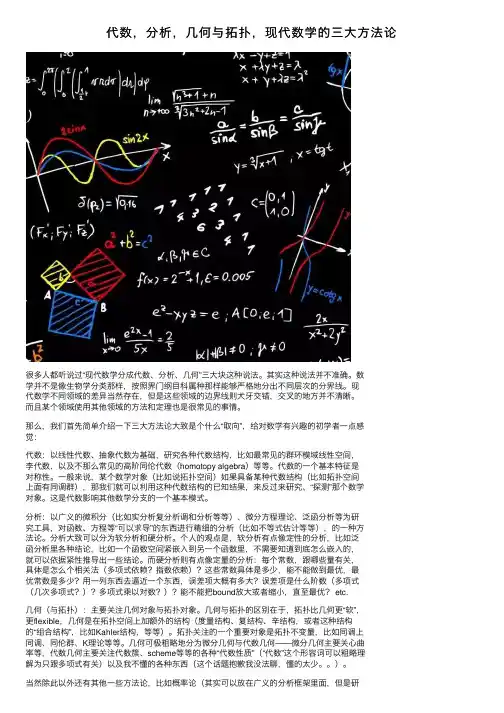 代数，分析，几何与拓扑，现代数学的三大方法论