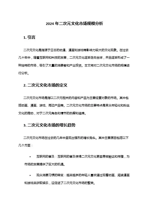 2024年二次元文化市场规模分析
