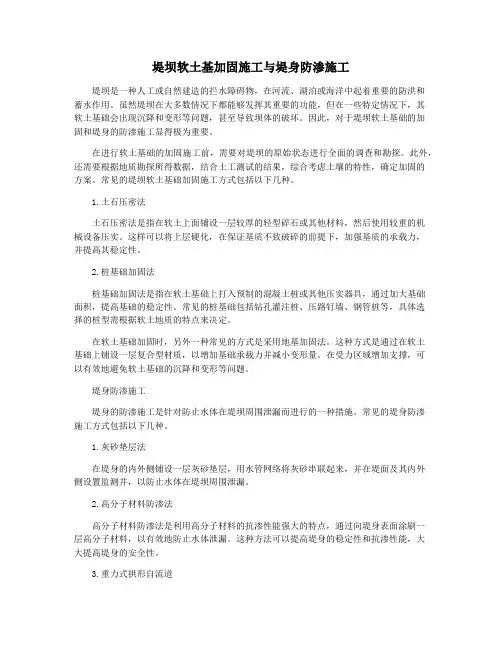 堤坝软土基加固施工与堤身防渗施工