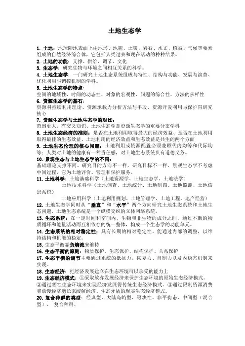 土地生态学重点