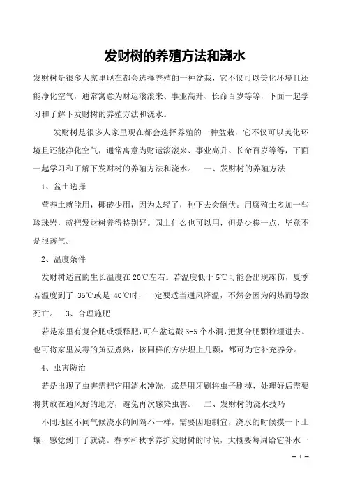 发财树的养殖方法和浇水
