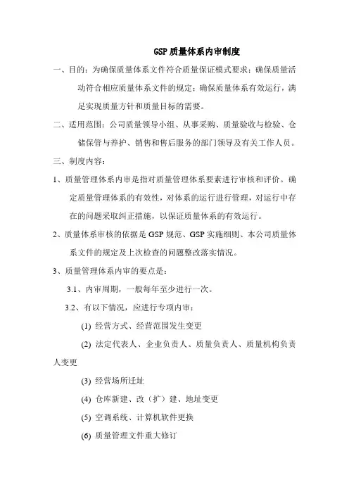 GSP质量体系内审制度