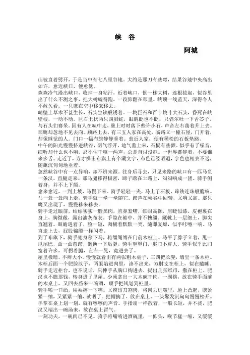捷径教育语文阅读冲刺练习--峡谷