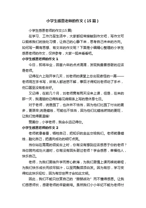 小学生感恩老师的作文（15篇）