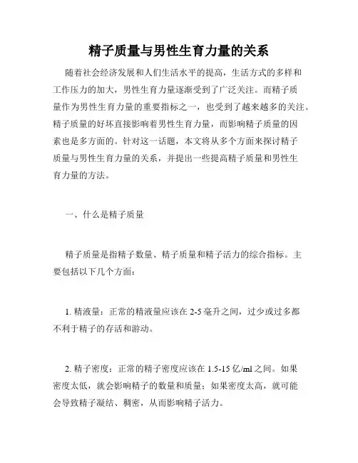 精子质量与男性生育力量的关系