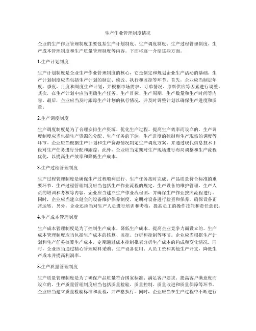 生产作业管理制度情况