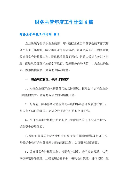 财务主管年度工作计划4篇