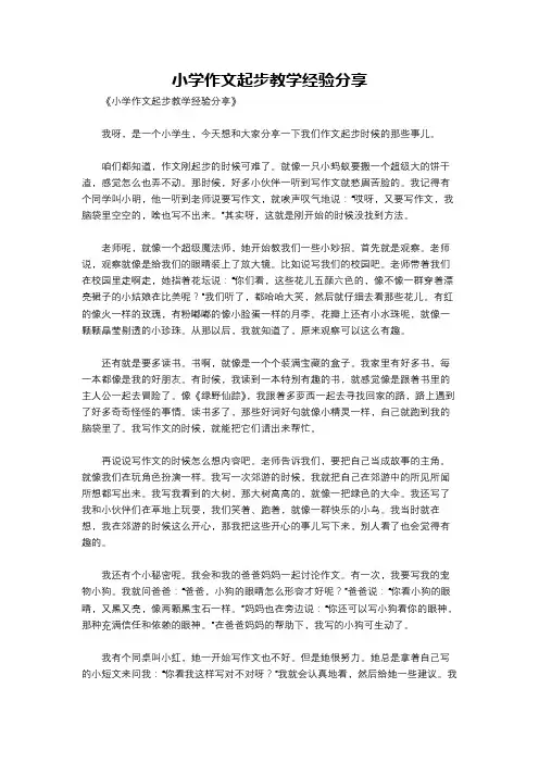 小学作文起步教学经验分享