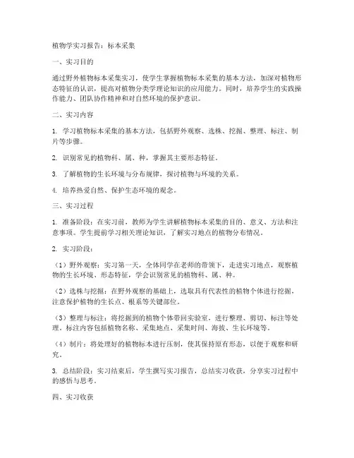 植物学实习报告标本采集