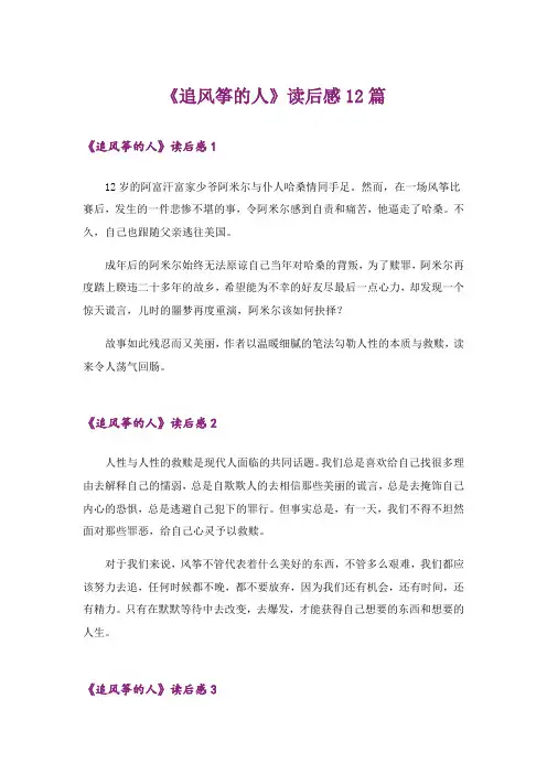 《追风筝的人》读后感12篇