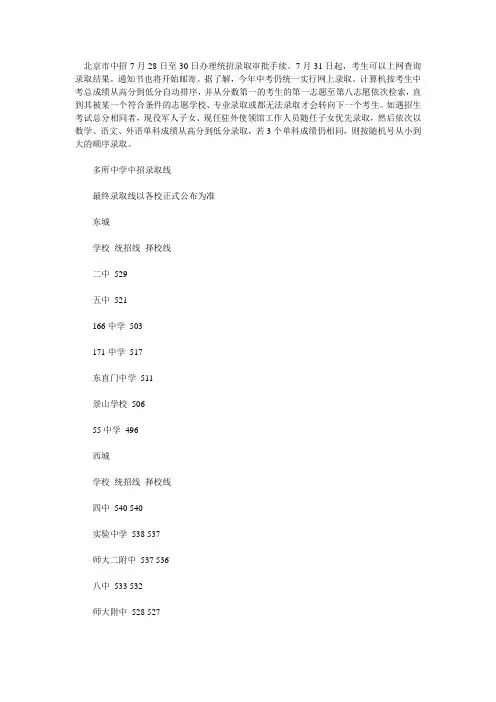 2013录取分数线